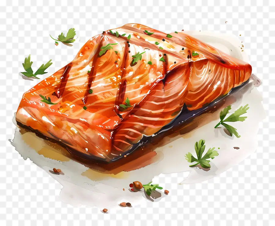 Salmón A La Parrilla，Salmón Frito PNG