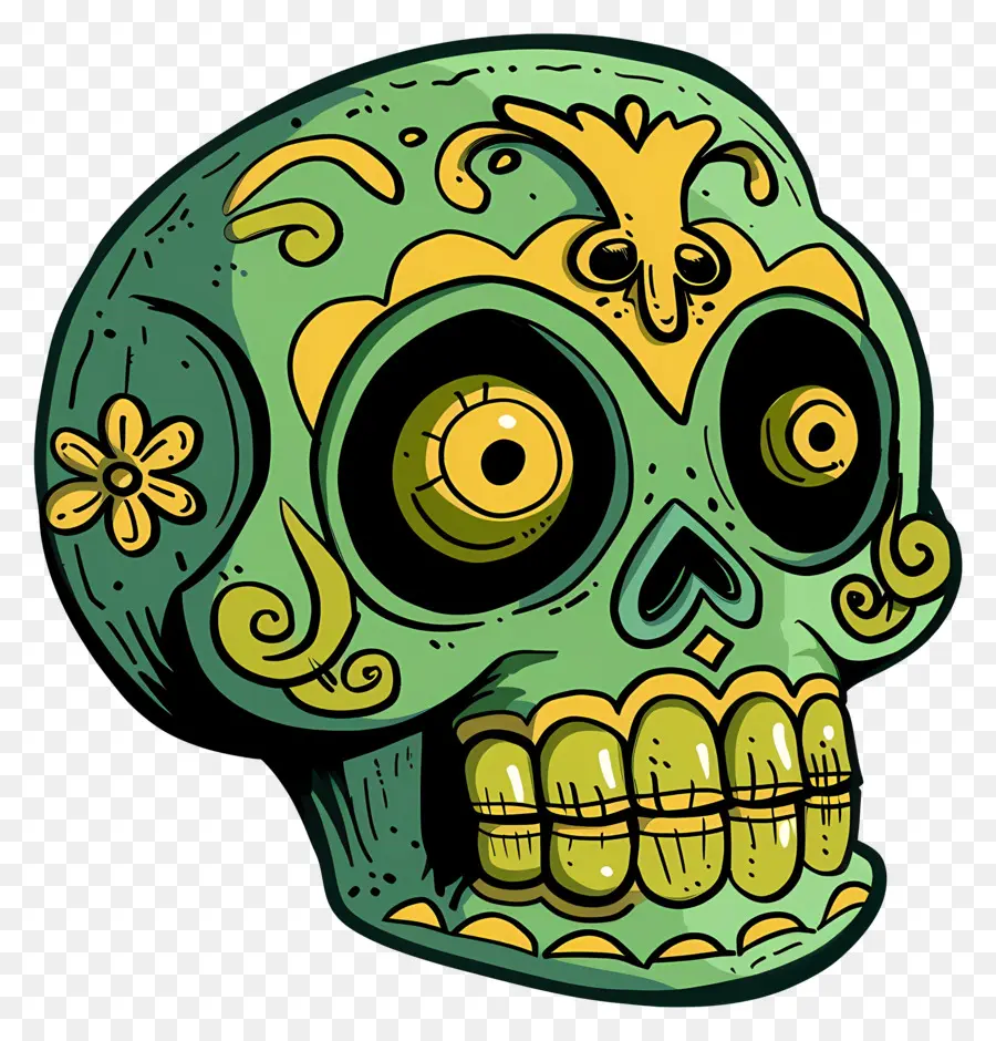 Calavera De Azúcar，Calavera Decorada PNG