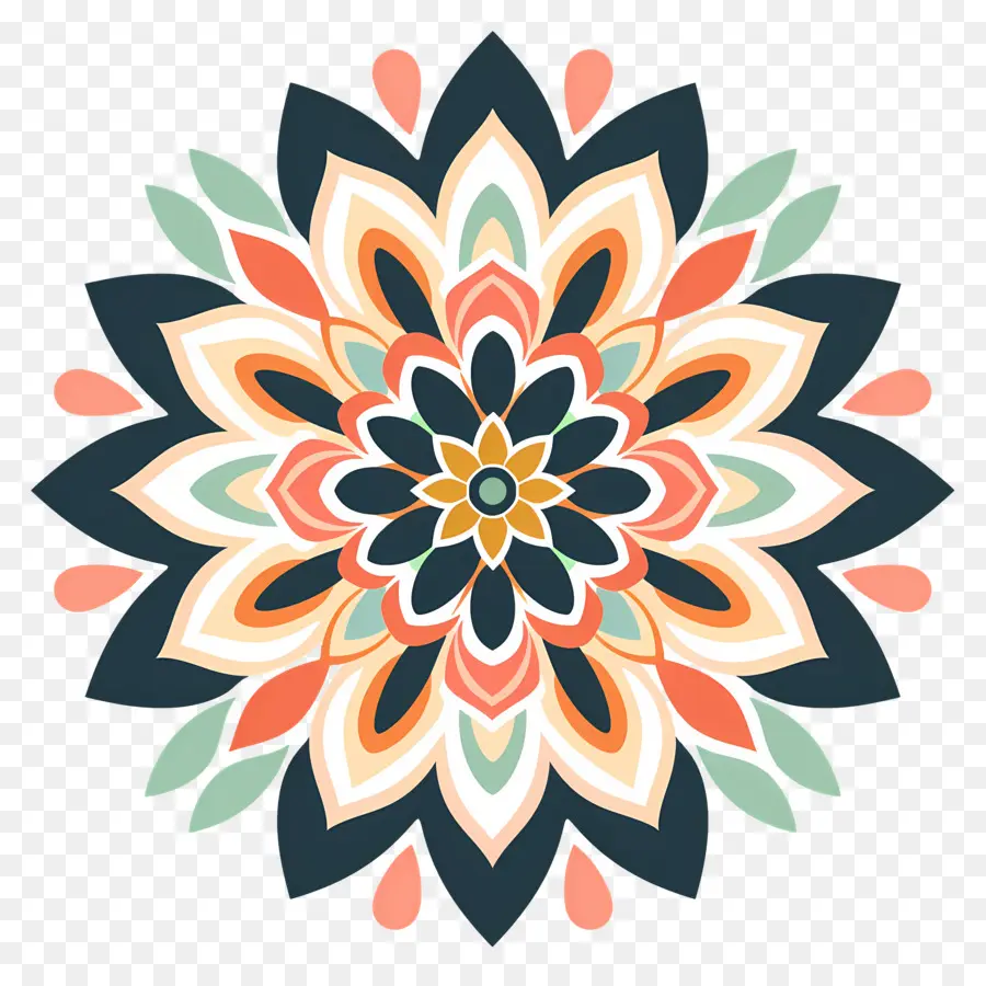 Mandala Simple，Diseño Floral PNG