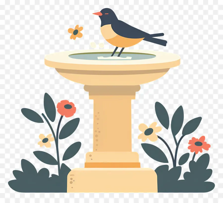 Bird Bath，De Dibujos Animados De Aves PNG