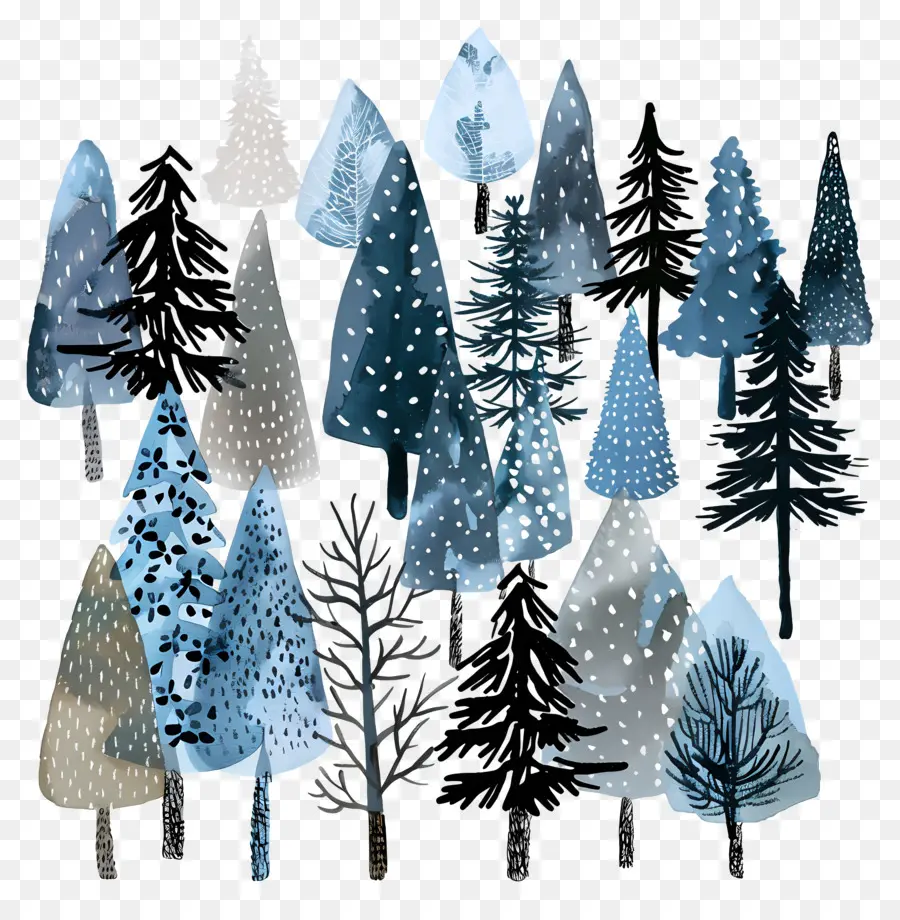 Bosque De Invierno，árboles Azules PNG