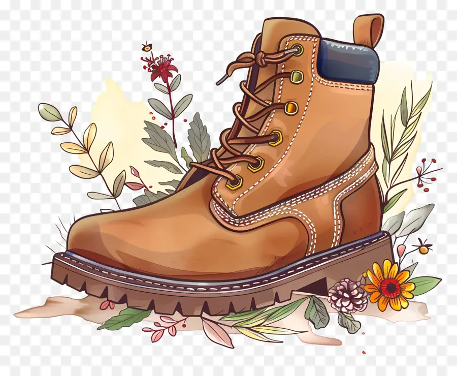 Bota，Bota Con Flores PNG