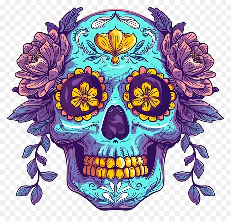 Calavera De Azúcar，Calavera Decorativa PNG