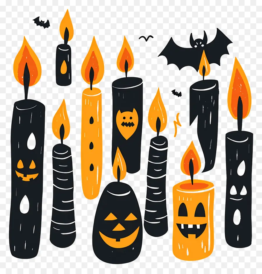 Velas De Halloween，Velas Espeluznantes PNG