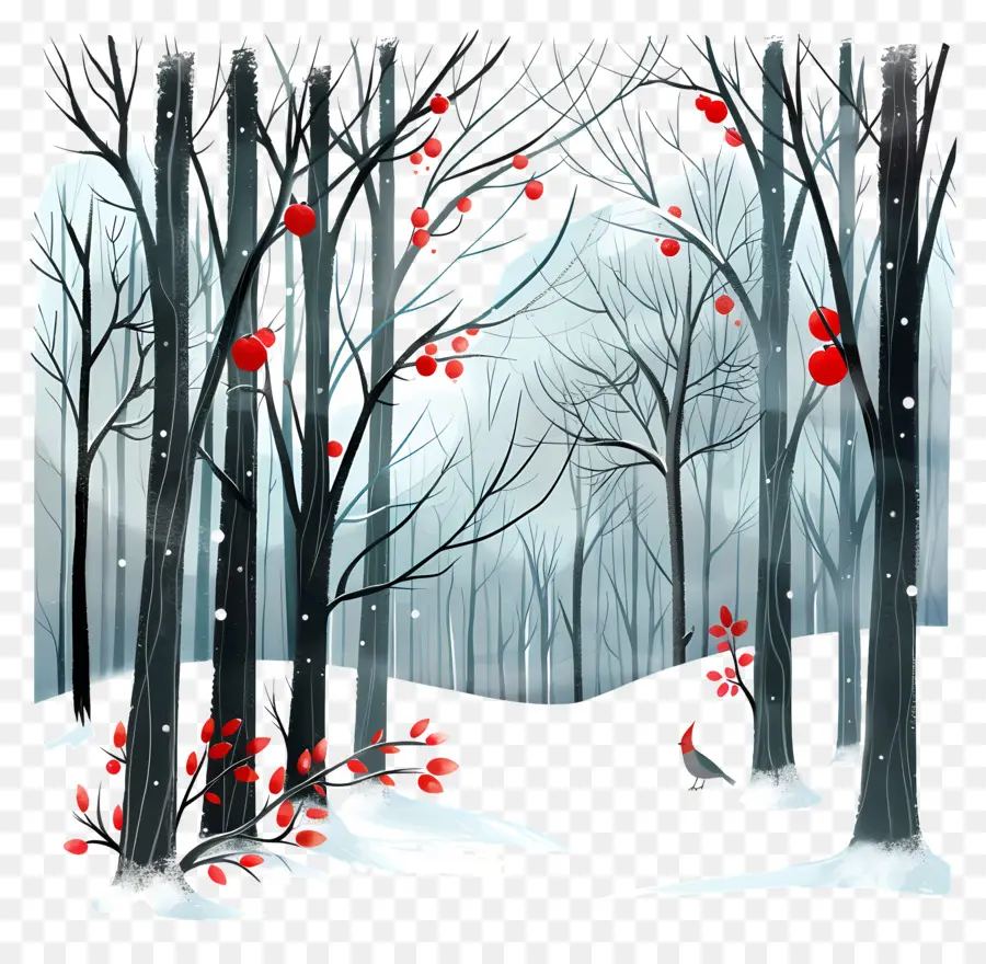 Bosque De Invierno，árboles Cubiertos De Nieve PNG