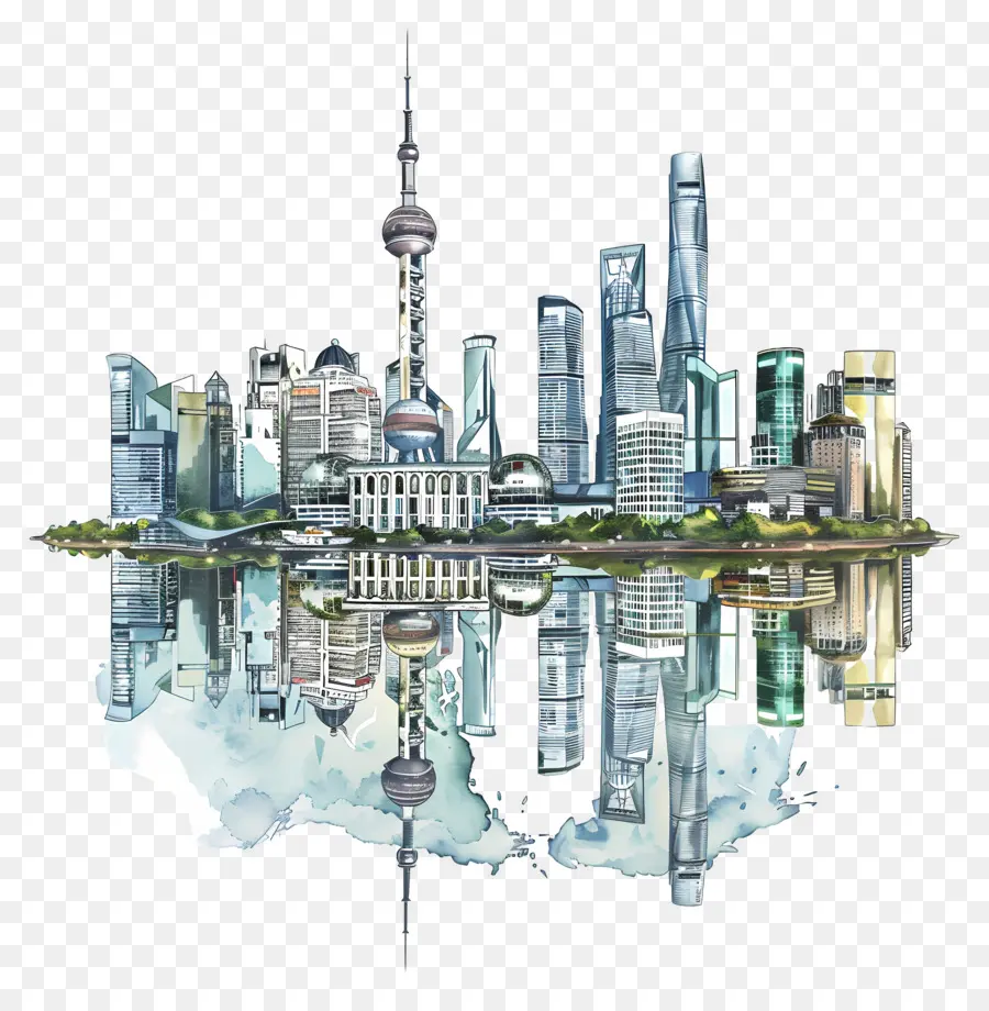 Horizonte De Shangai，Paisaje Urbano PNG