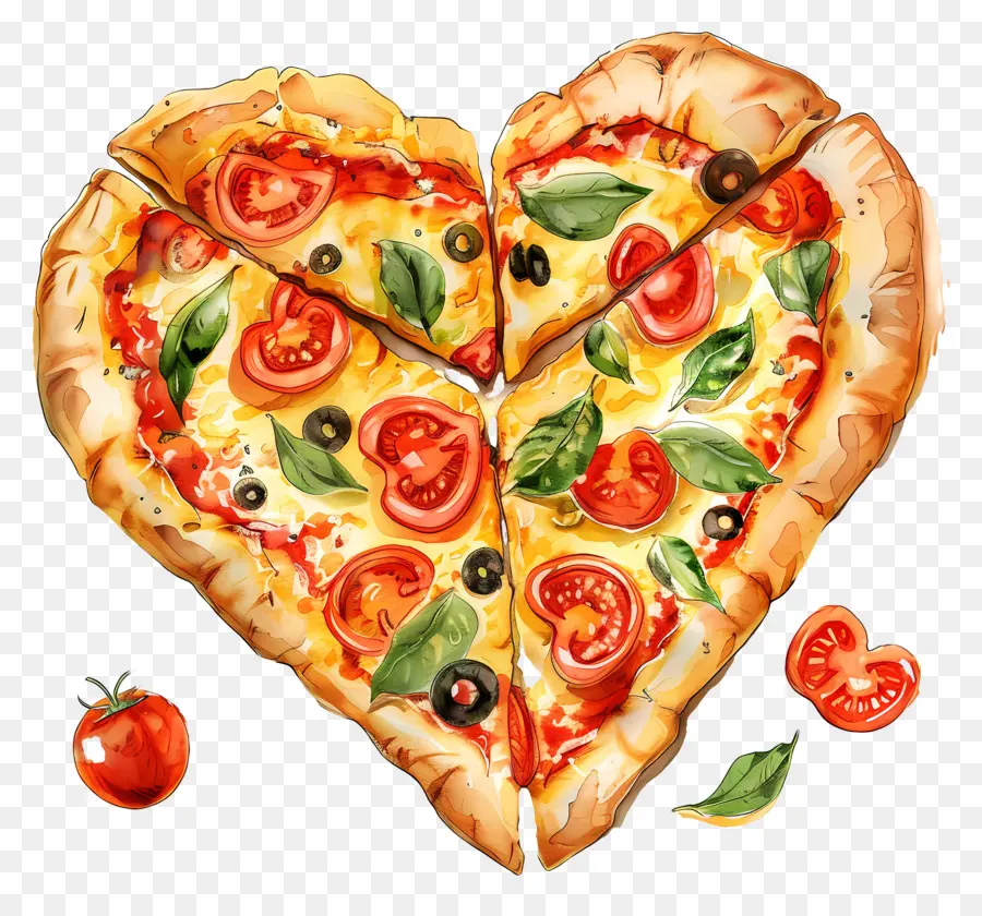Pizza En Forma De Corazón，Tomate PNG