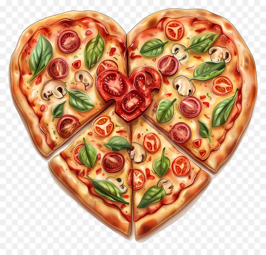 Pizza En Forma De Corazón，Ingredientes De Pizza PNG