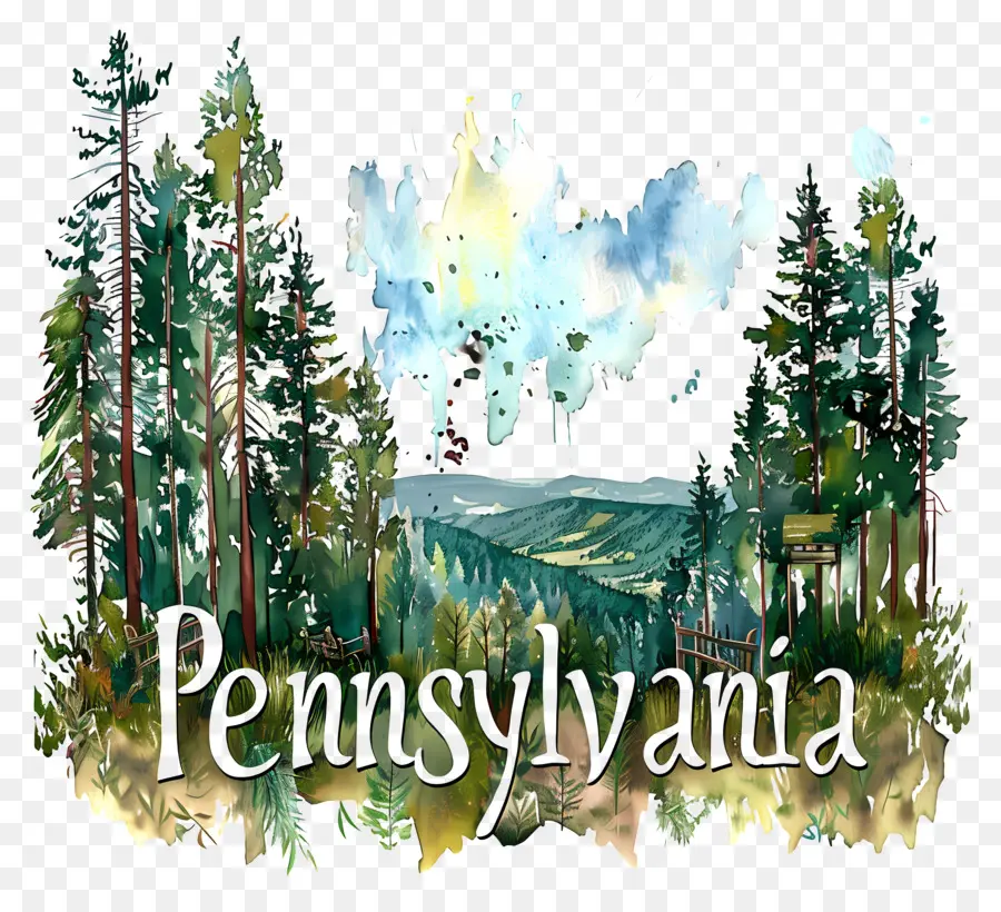 Pensilvania，Pintura A La Acuarela PNG