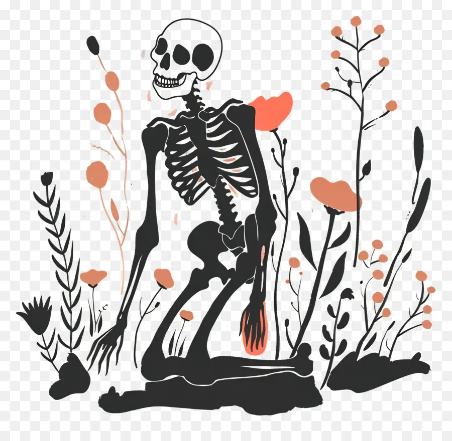 Esqueleto，Flores PNG