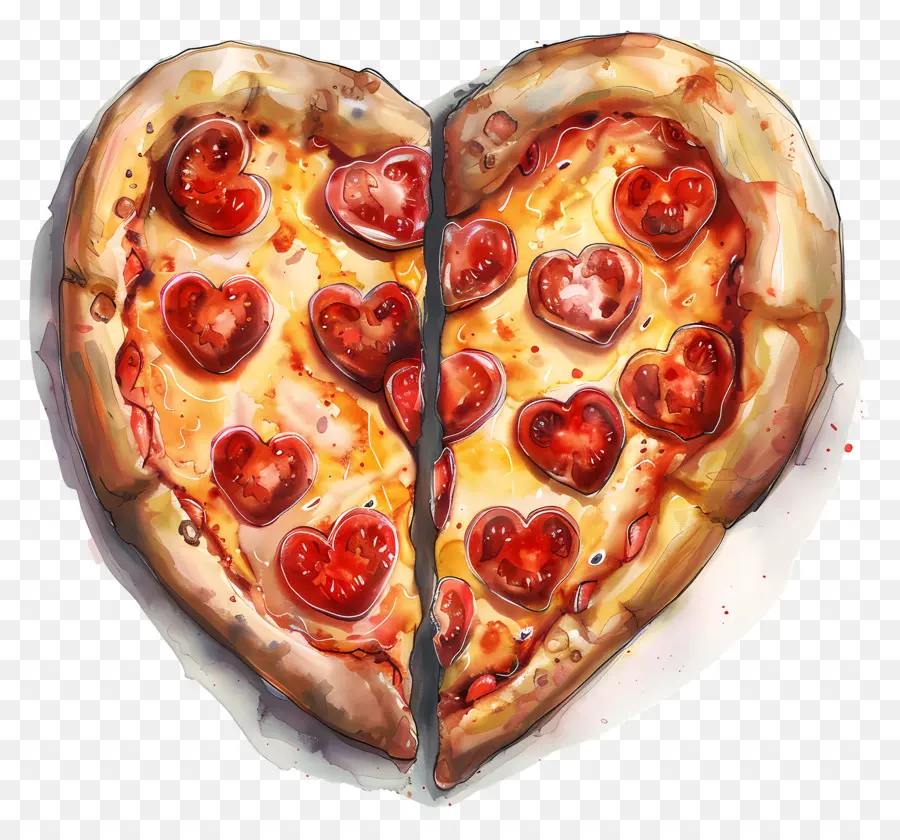 Pizza En Forma De Corazón，Pizza Topping PNG