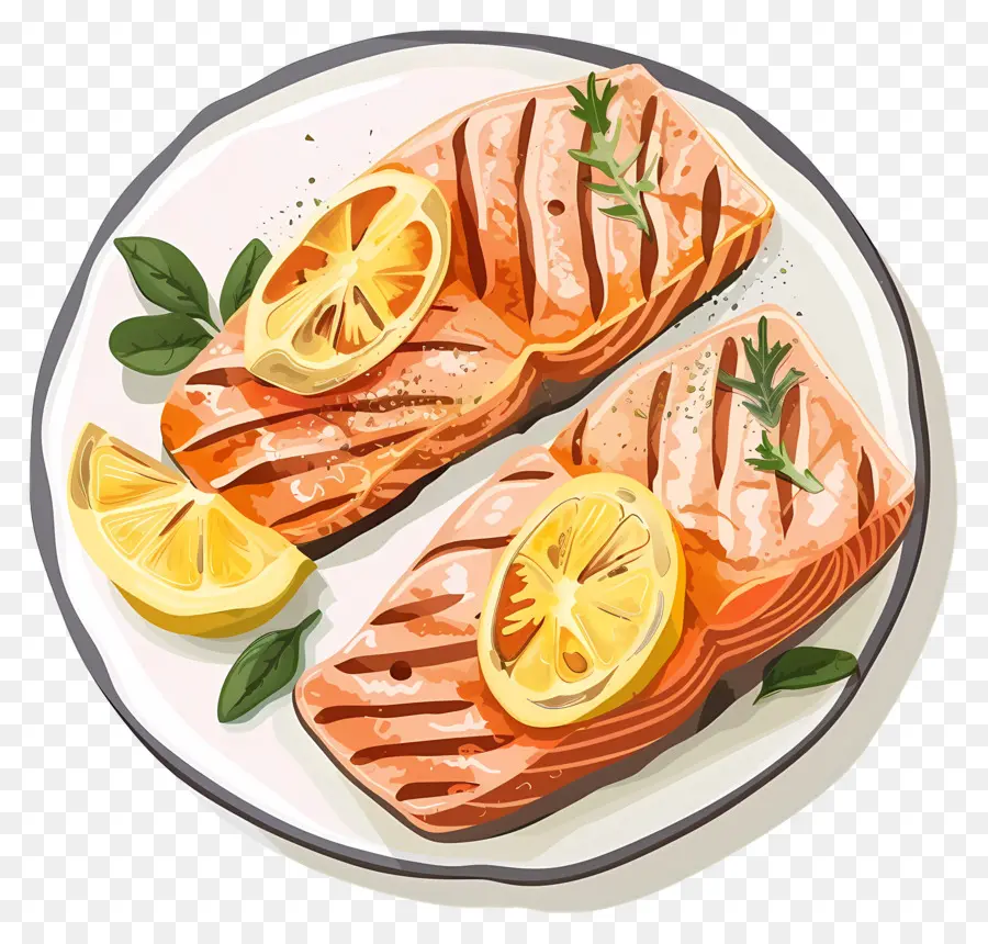 Salmón A La Parrilla，Filetes De Salmón PNG