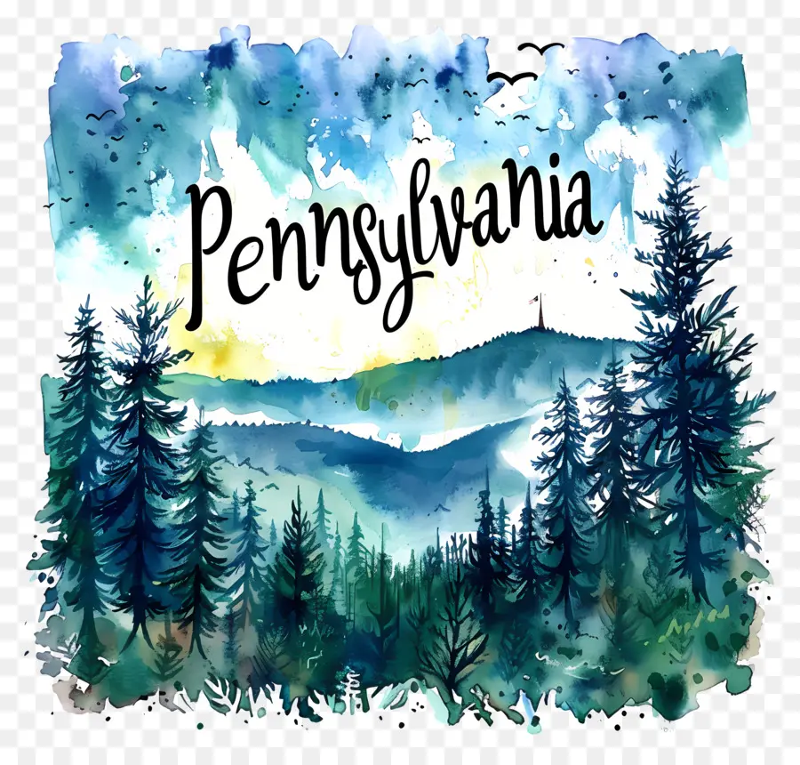 Pensilvania，Pintura A La Acuarela PNG