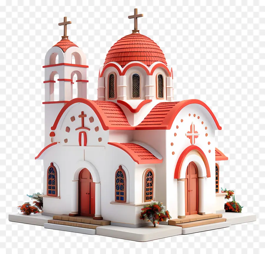 Capilla Ortodoxa Griega，Iglesia Blanca Y Roja PNG