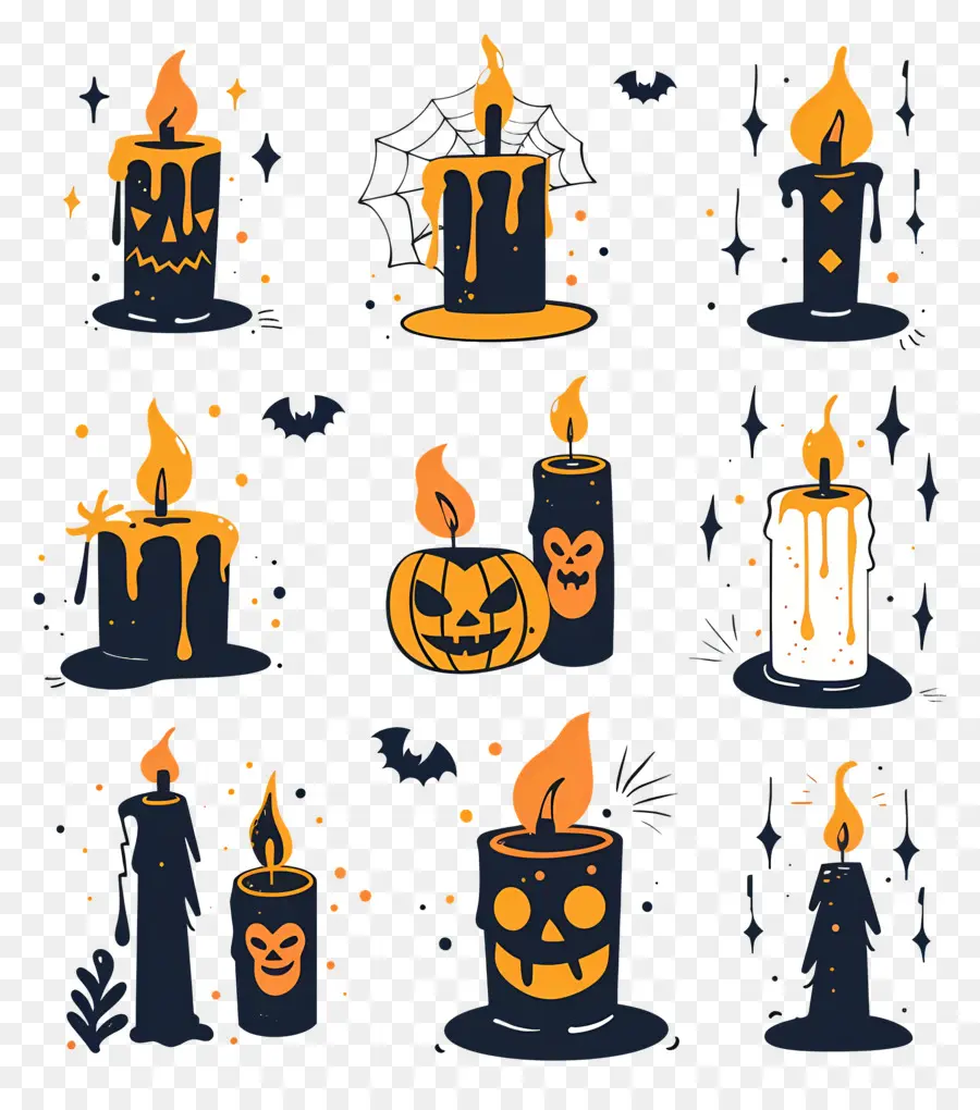 Velas De Halloween，Velas Negras PNG