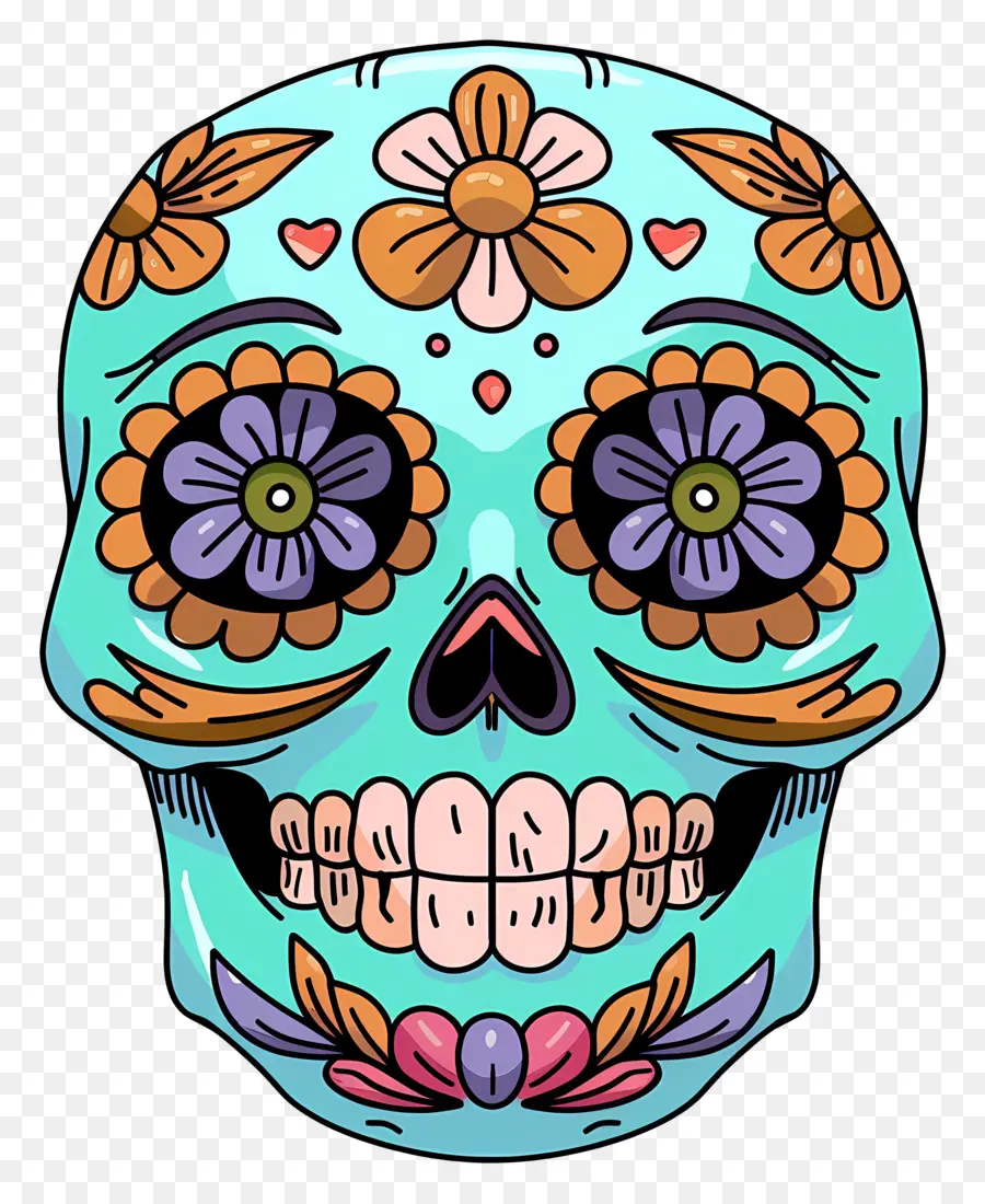 Calavera De Azúcar，Calavera Decorada PNG