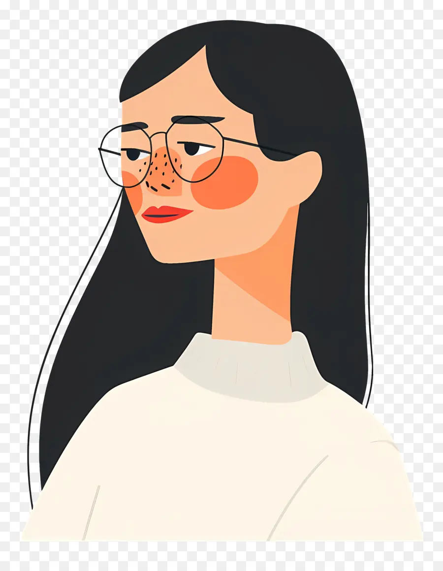 Mujer De Dibujos Animados，Mujer Con Gafas PNG