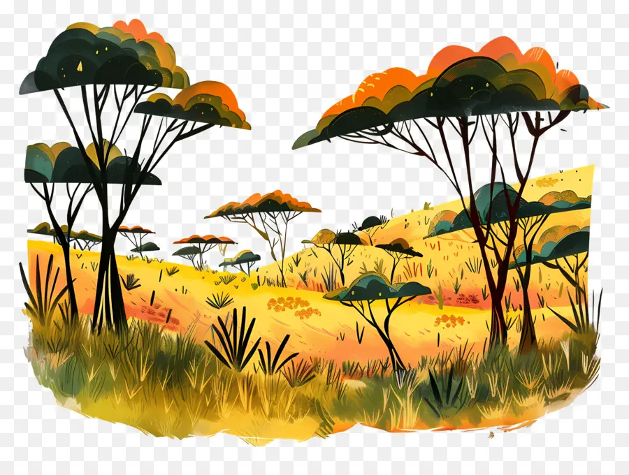 El Parque Nacional De Serengeti，La Pintura De Paisaje PNG