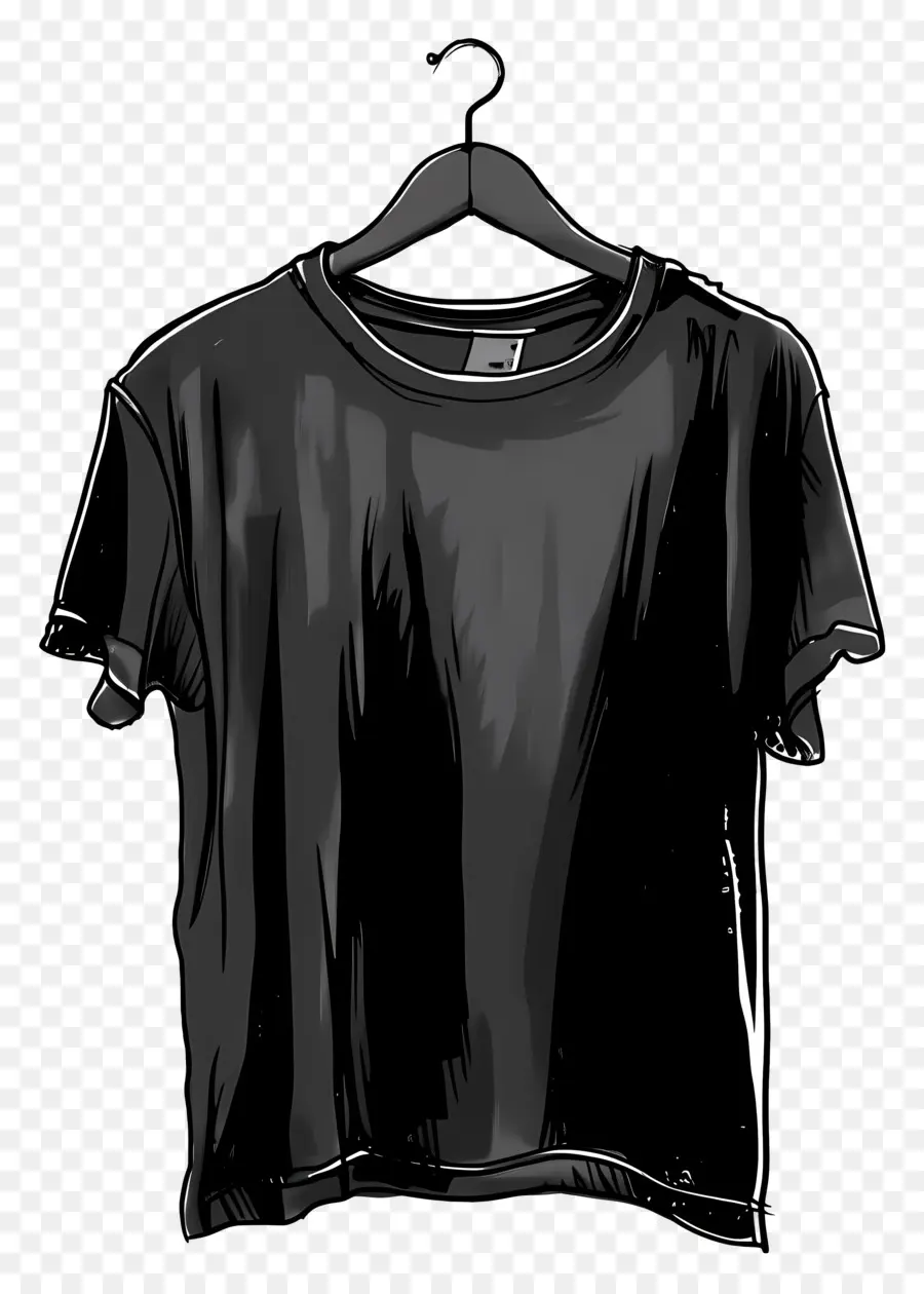 Negro Camiseta，Ropa De Rack PNG
