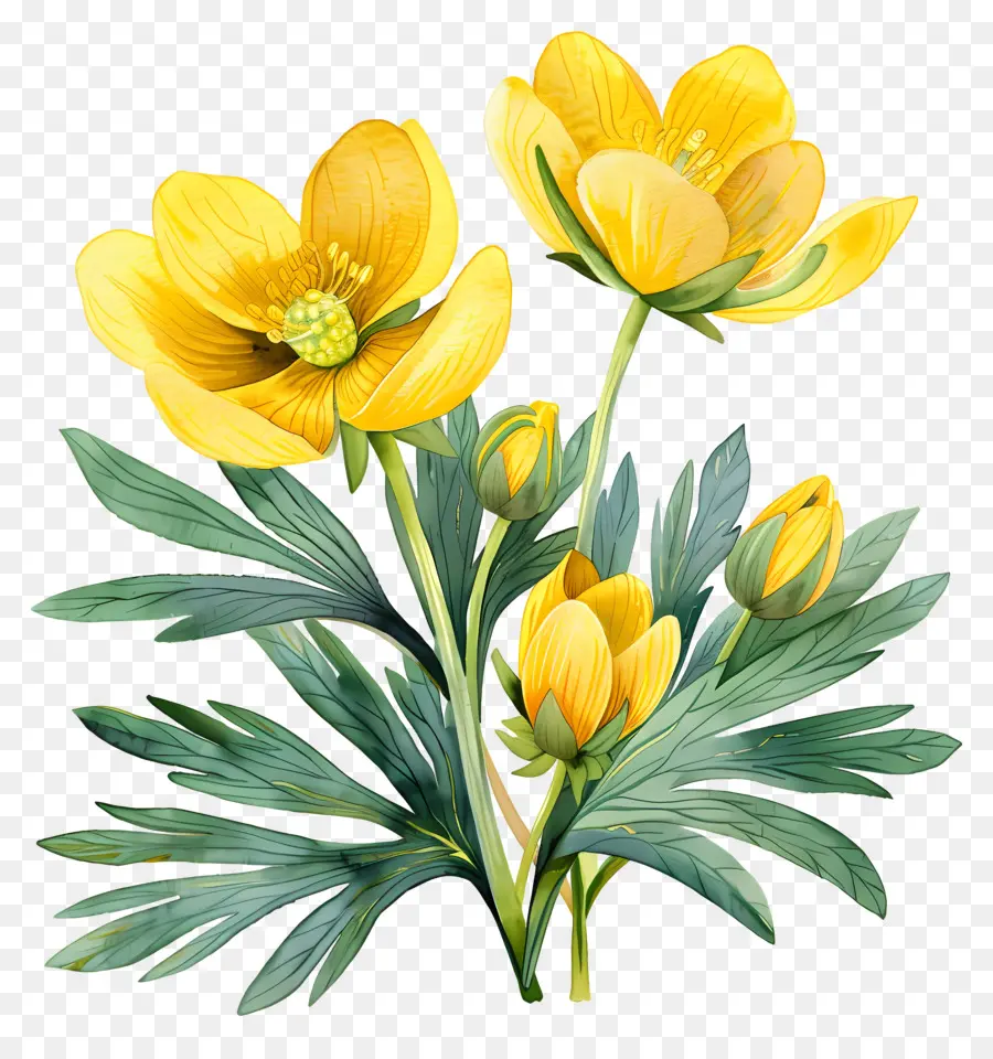 Invierno Acónito，Flor Amarilla PNG