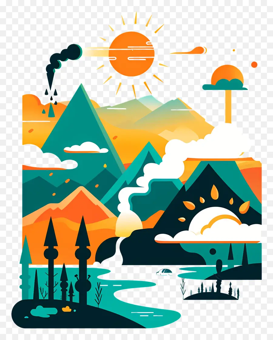 Calentamiento Global，Paisaje Colorido PNG