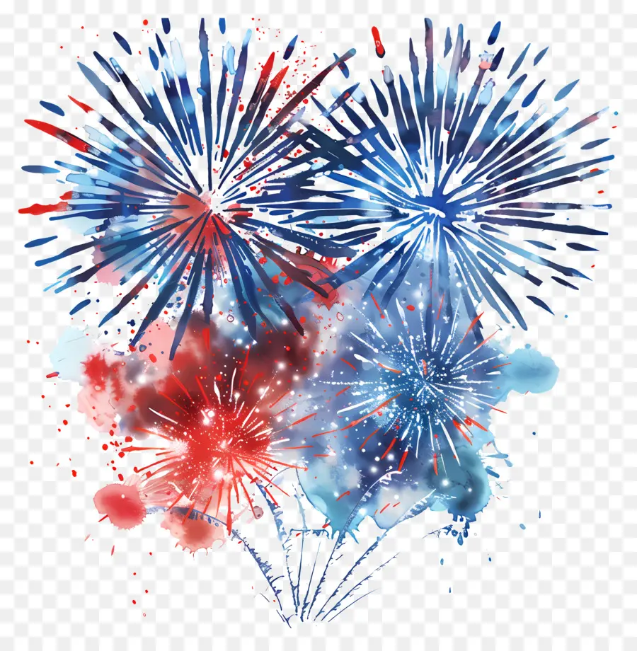 4 De Julio，Fuegos Artificiales Coloridos PNG