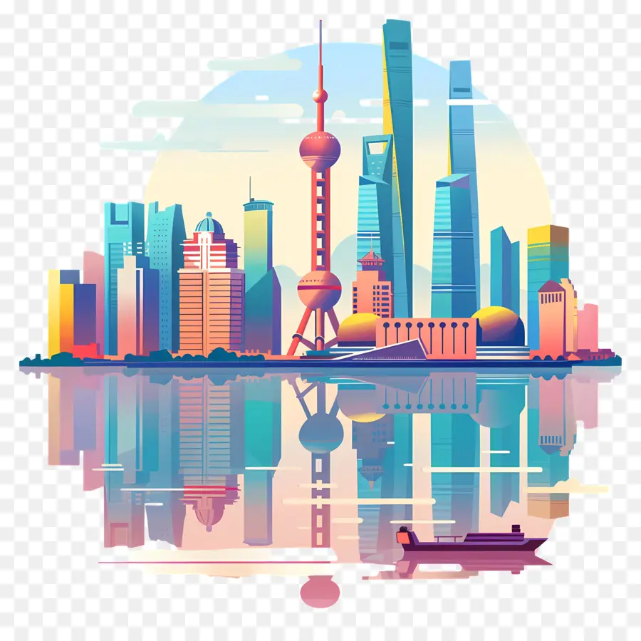 Horizonte De Shangai，Paisaje Urbano PNG