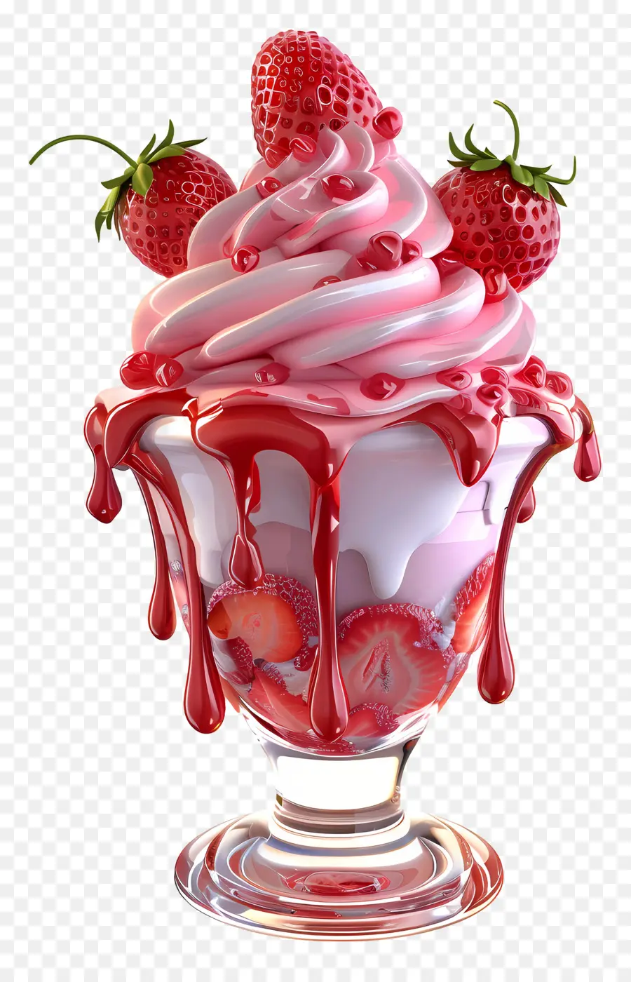 Helado De Fresa，Helado Con Frutas Y Nueces PNG