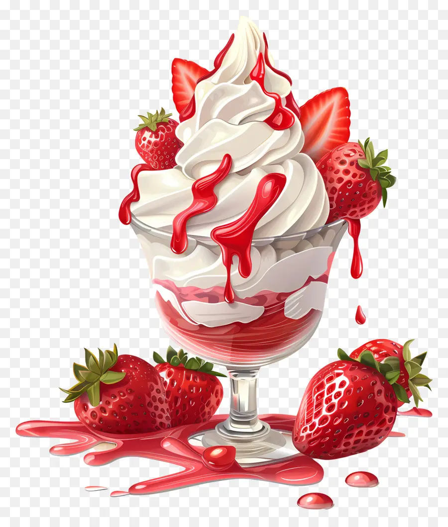 Helado De Fresa，Helado Con Frutas Y Nueces PNG