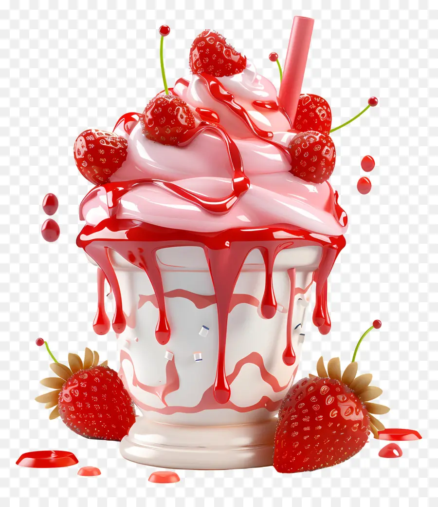 Sundae De Fresa，Helado PNG