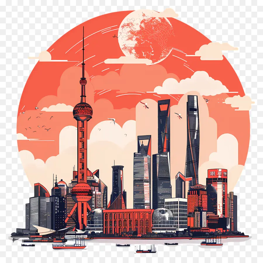 Horizonte De Shangai，Paisaje Urbano PNG