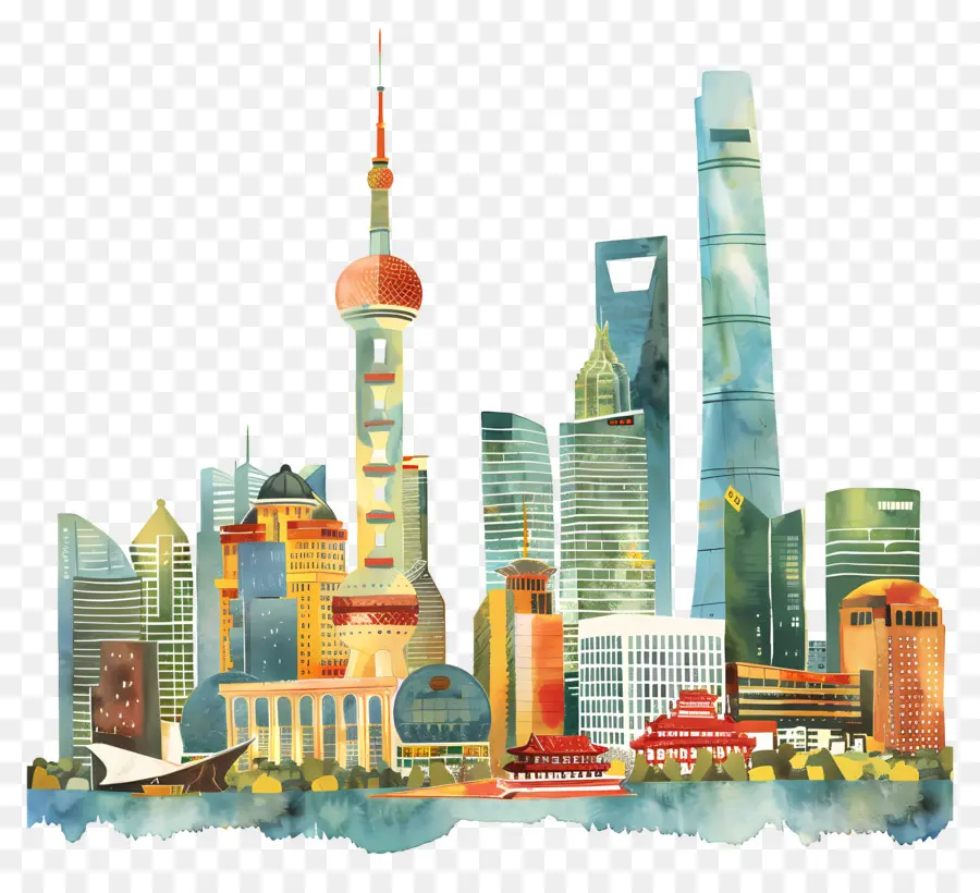 La Ciudad De Shanghái，La Construcción De La Torre PNG