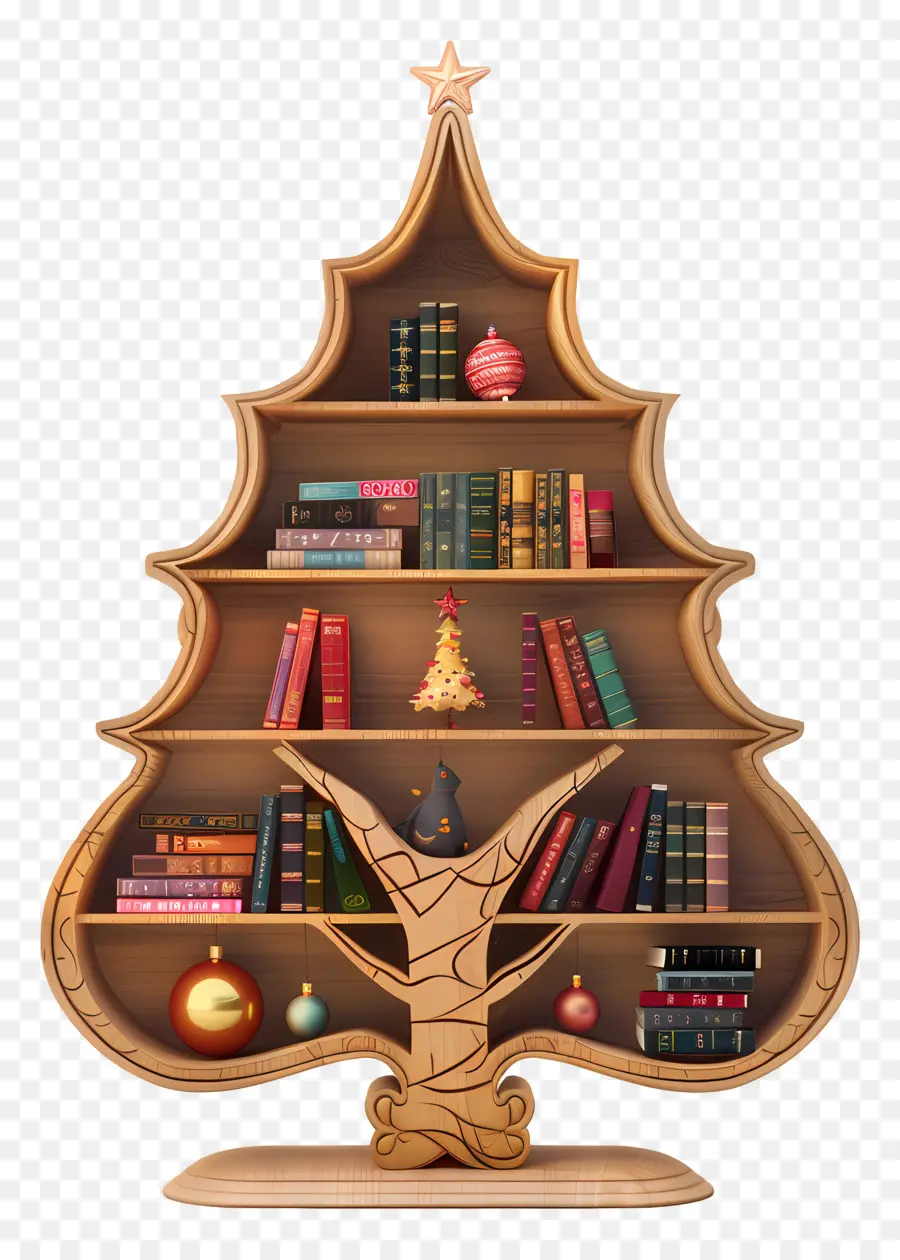 Estante Para Libros，Estantería Del árbol De Navidad PNG