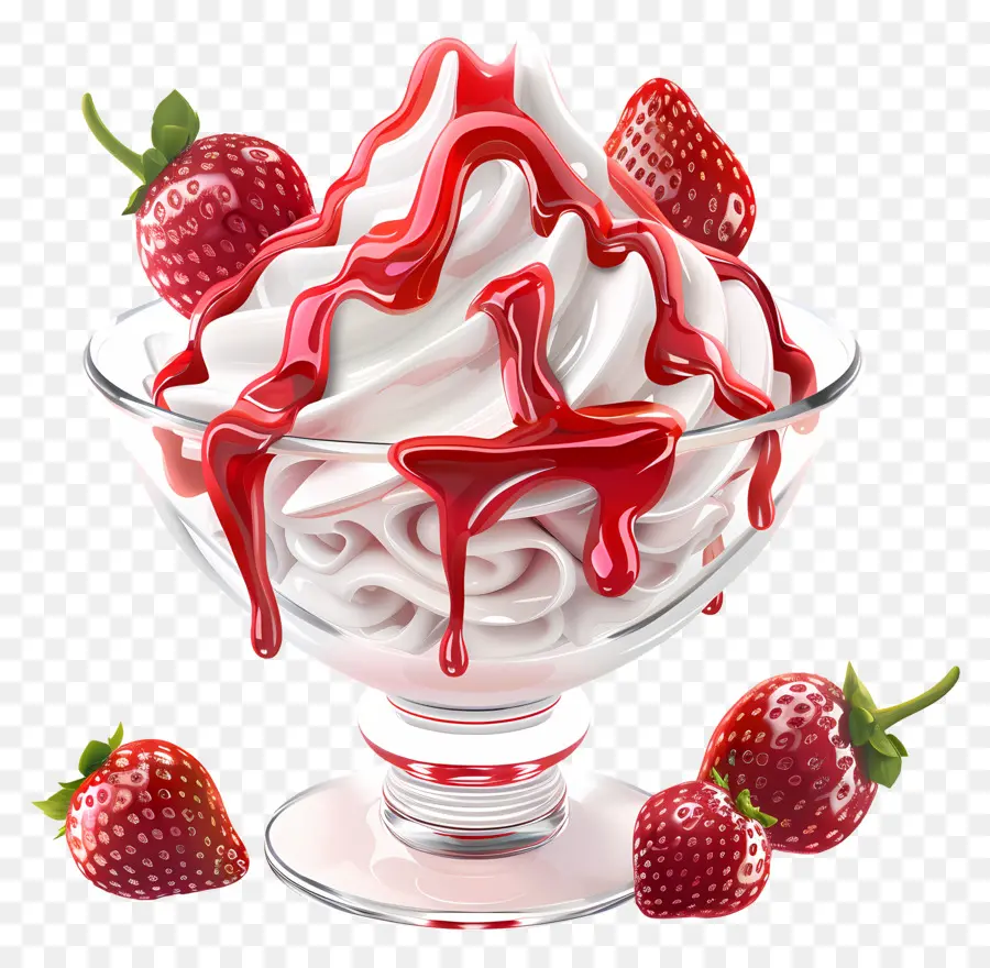 Sundae De Fresa，Crema Batida PNG