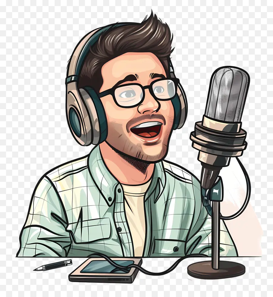 Podcaster，Micrófono PNG