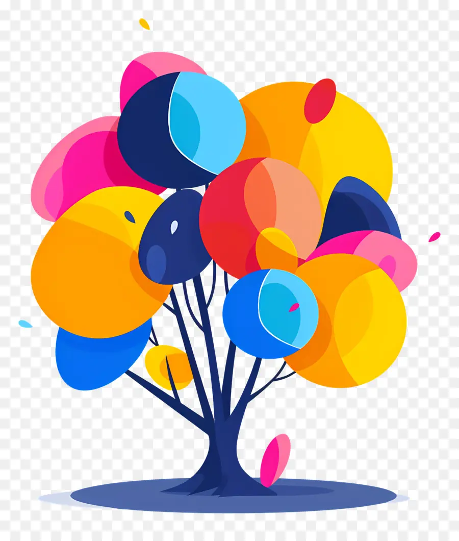 Árbol，Globos Coloridos PNG