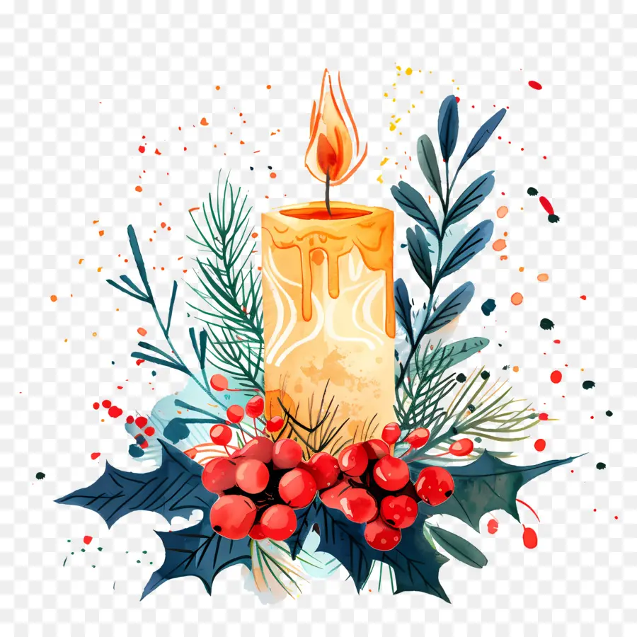 Vela De Navidad，Pintura A La Acuarela PNG