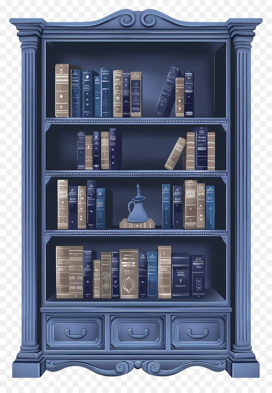 Bookshelf，Estantería Azul PNG