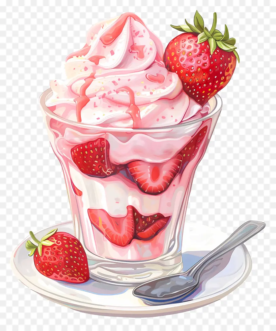 Sundae De Fresa，Crema Batida PNG