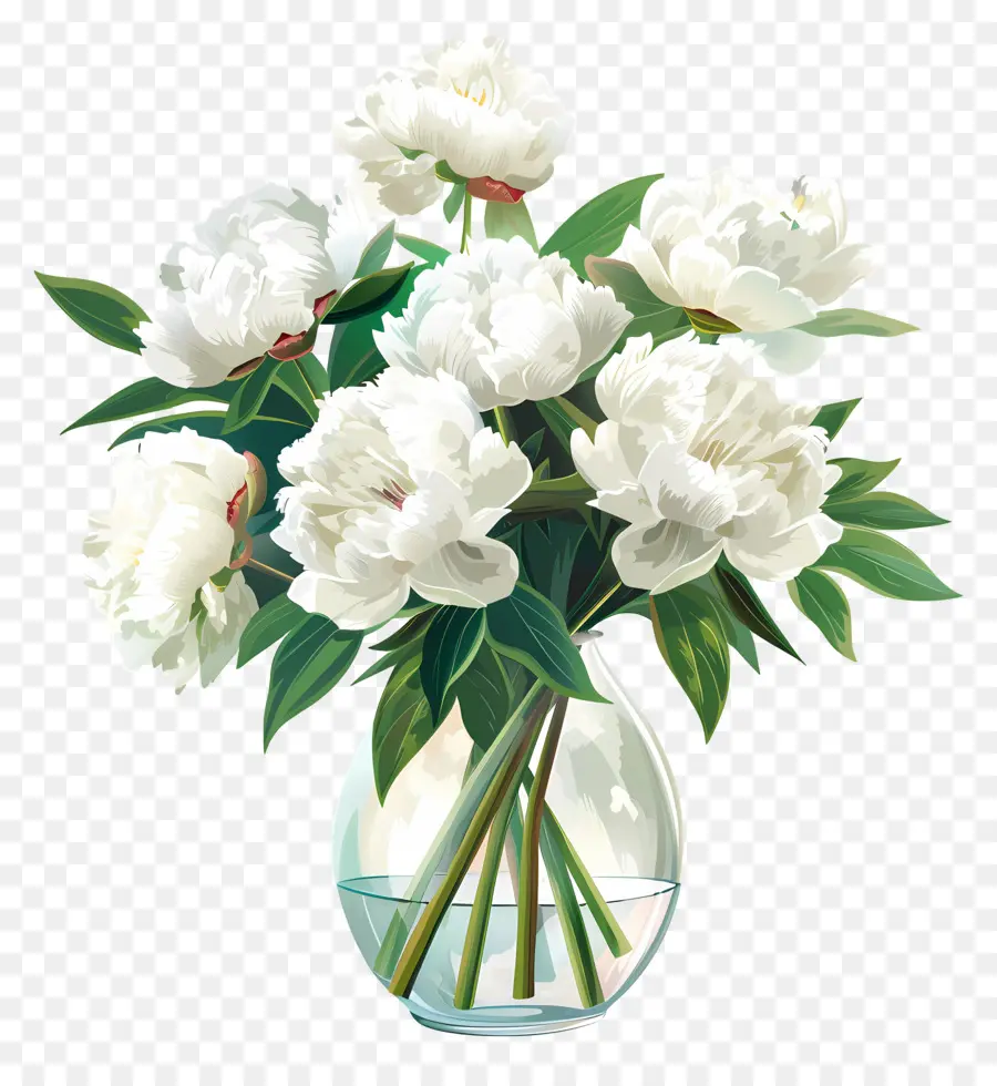 Blanco Peonías，Florero PNG