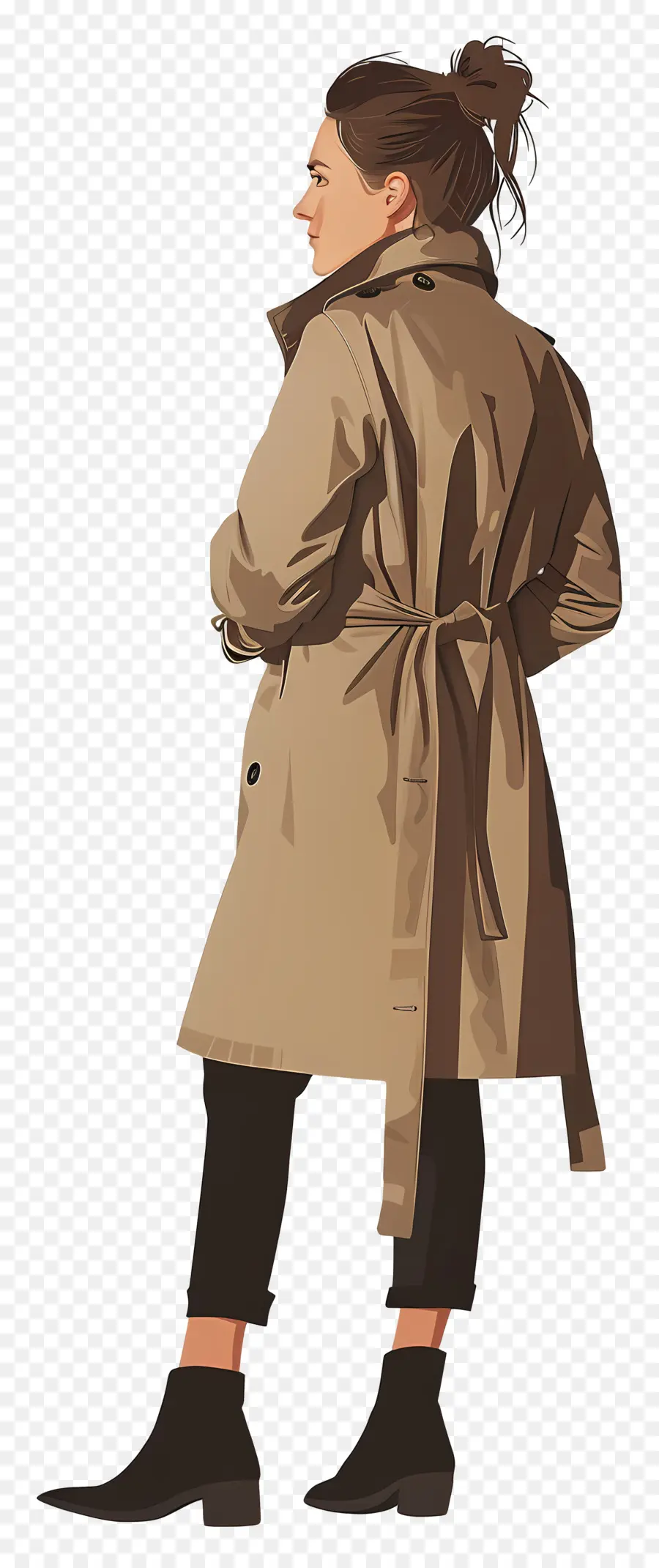 Mujer En Abrigo，Gabardina Beige PNG