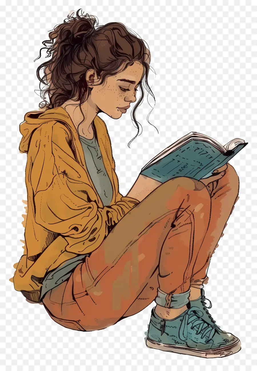 Mujer Joven，Libro De Lectura PNG