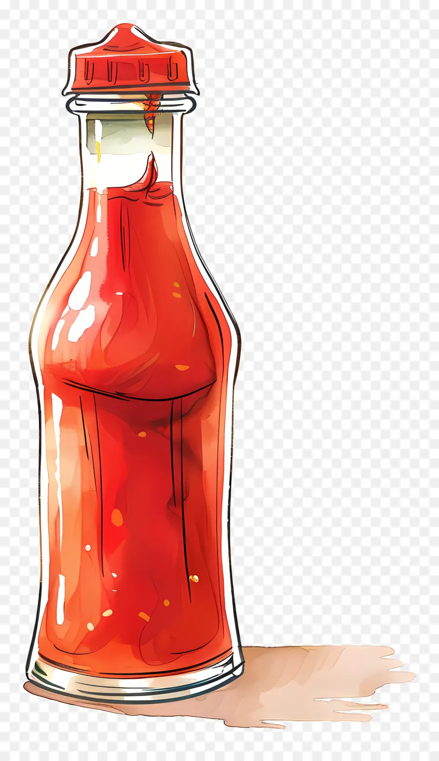 Botella De Ketchup，El Arte De La Acuarela PNG