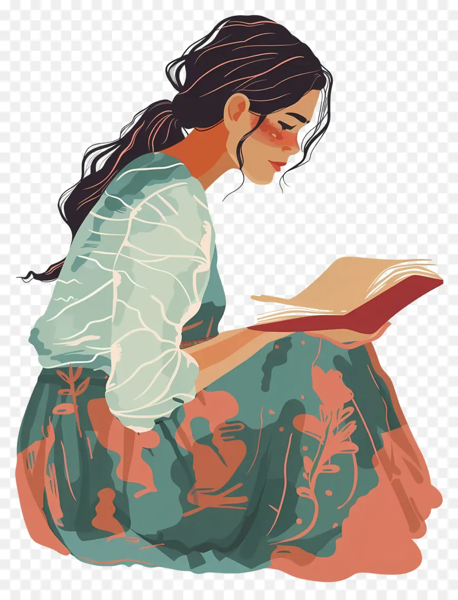 Mujer Joven，Libro De Lectura PNG