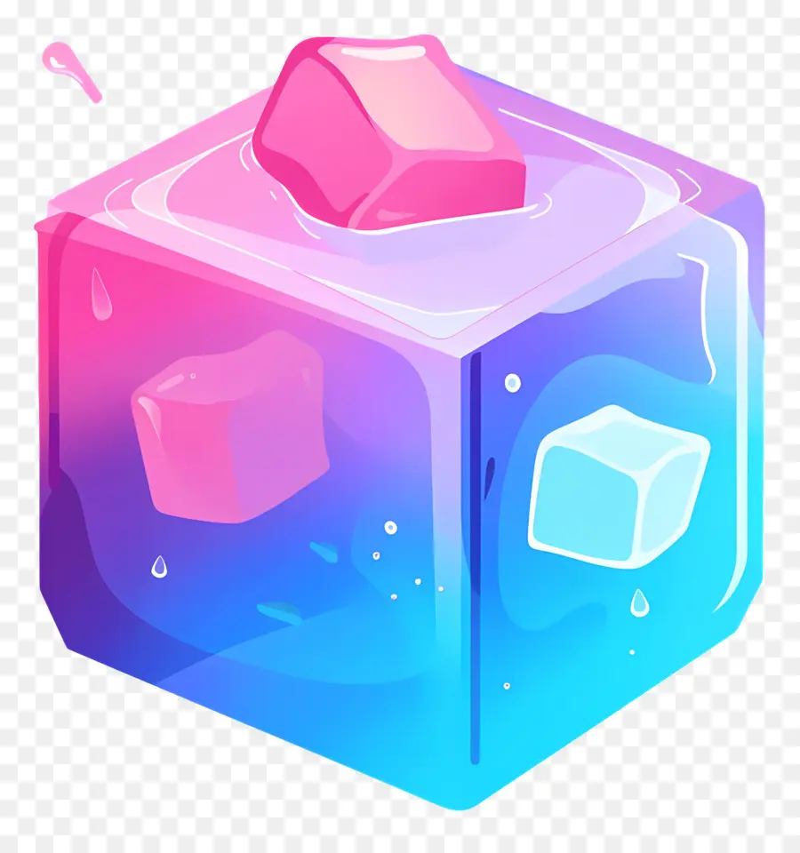 Cubo De Hielo，Rosa Y Azul PNG