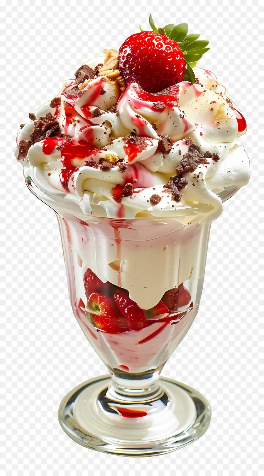 Sundae De Fresa，Panna De Vainilla PNG