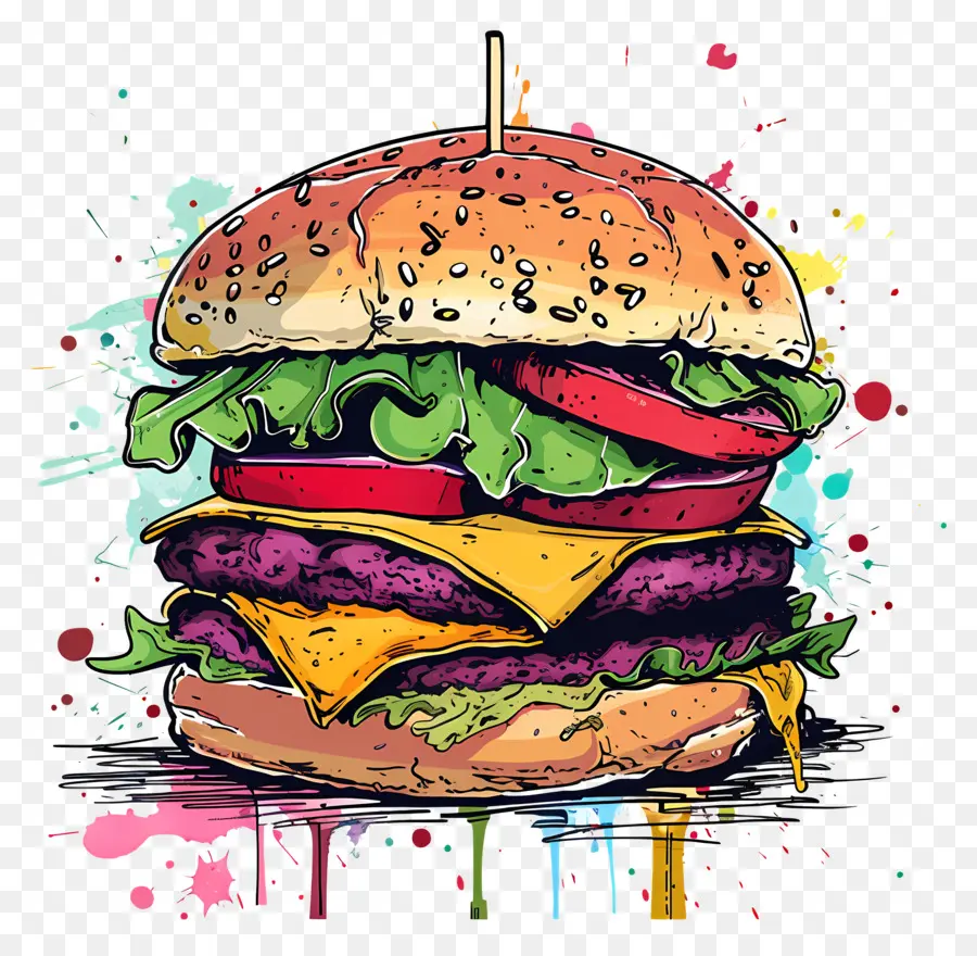 Hamburguesa Doble Con Queso，Hamburguesa De Graffiti PNG