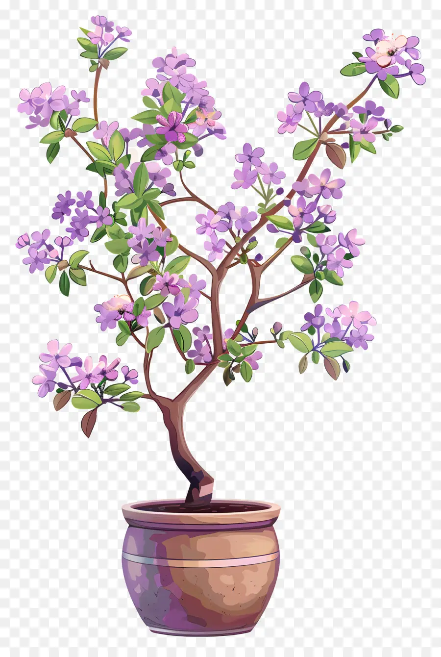 Flores De Color Lila，árbol De Los Bonsais PNG