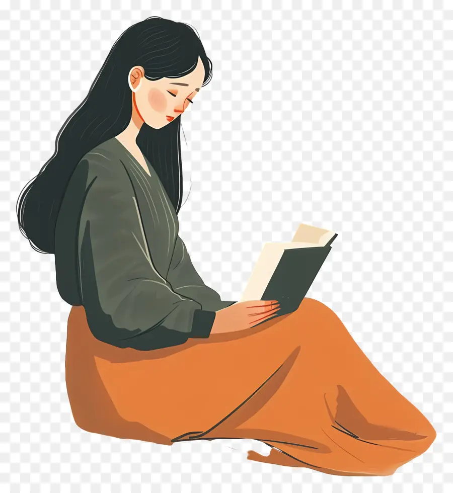 Mujer Joven，Libro De Lectura PNG