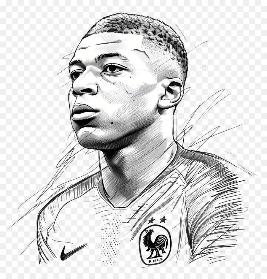 Kylian Mbappé，Retrato De Boceto PNG